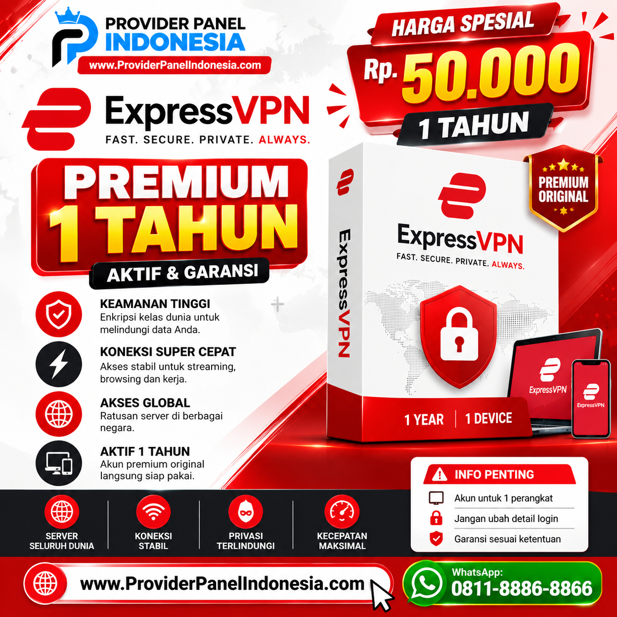 Express VPN Premium 1 Tahun Aktif